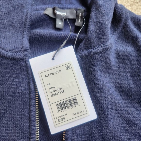 NWT Theory Wool-Cashmere blend hoodie Navy medium - Picture 3 of 16